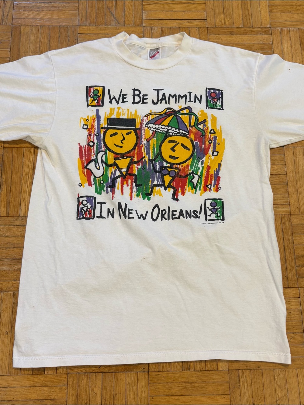 Vintage Jerzees We Be Jammin New Orleans Art Graphic Shirt